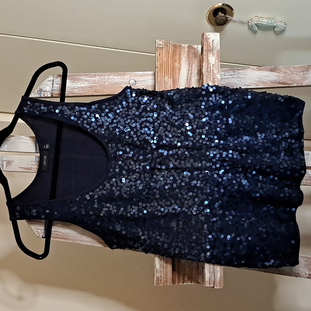 Apt. 9 Women's Navy Blue Sequin Tank Top Sz XL